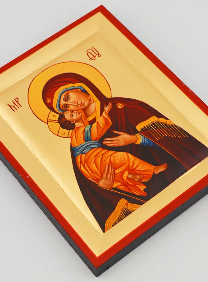Byzantijns Icoon Moeder Gods Portaïtissa Handgemaakt 13 cm (pic 3)