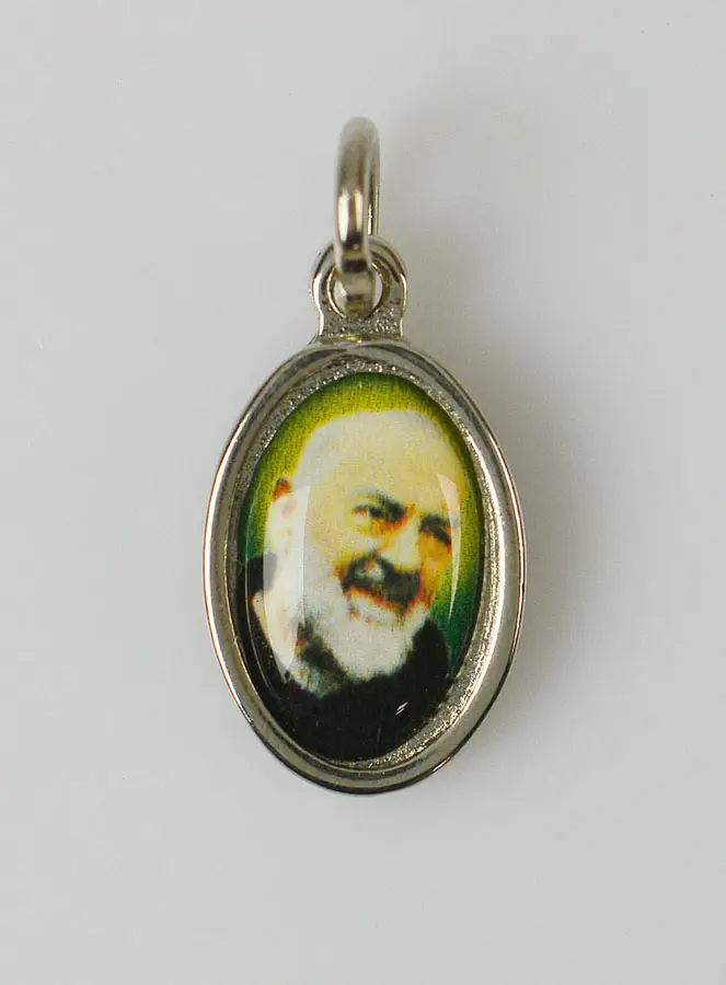 Medaille Pater Pio Zilverkleurig - 15 mm (pic 1)