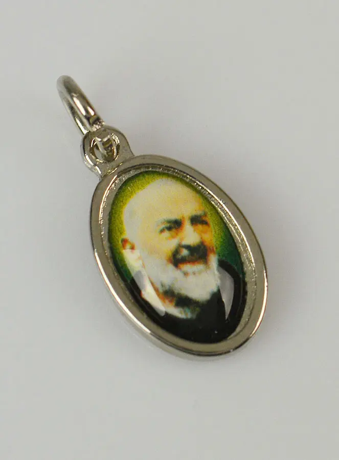 Medaille Pater Pio Zilverkleurig - 15 mm (pic 3)