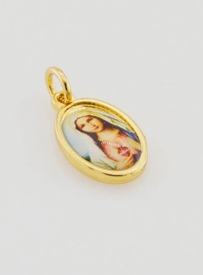 Hanger Maria Heilig Hart Goud kleurig - 15 mm (pic 3)