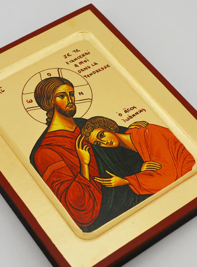 Byzantijnse Icoon Heilige Johannes en Jezus Christus - 17 cm (pic 3)