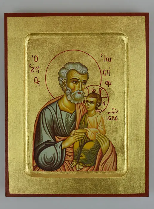 Byzantijnse Icoon Heilige Jozef met het Kind Jezus - 17 cm (pic 2)