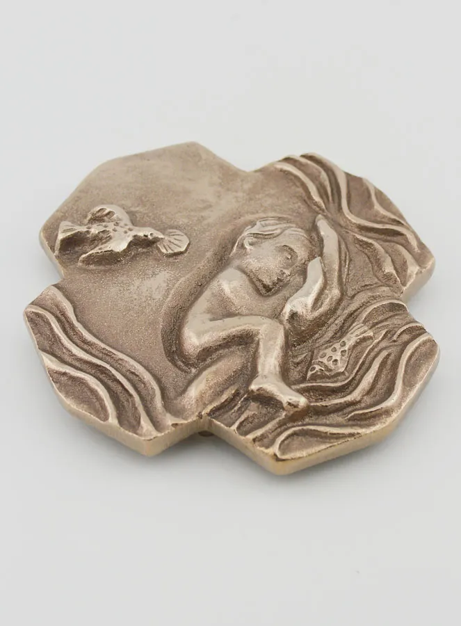 Kruis Zilver Brons Handgemaakt - Het Doopsel - 10cm (pic 3)