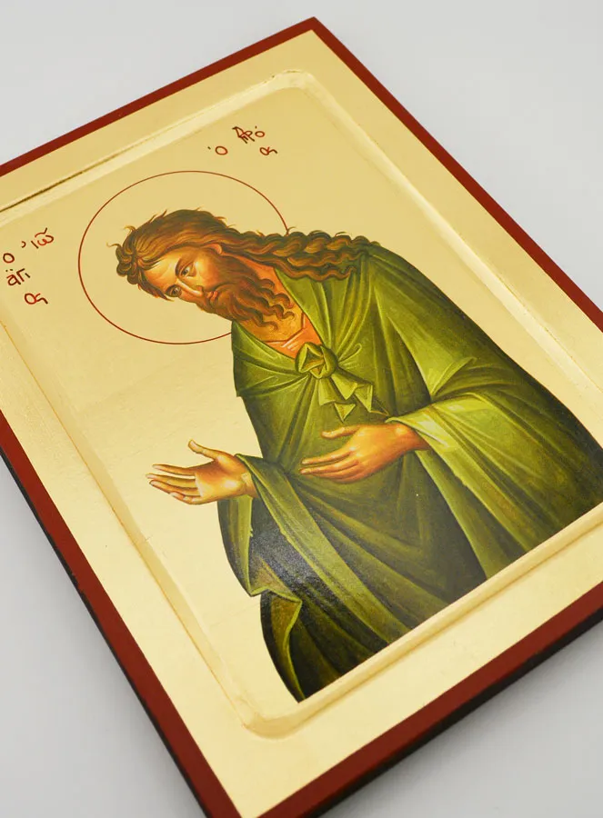 Byzantijnse Icoon Heilige Johannes de Doper - 22 cm (pic 3)