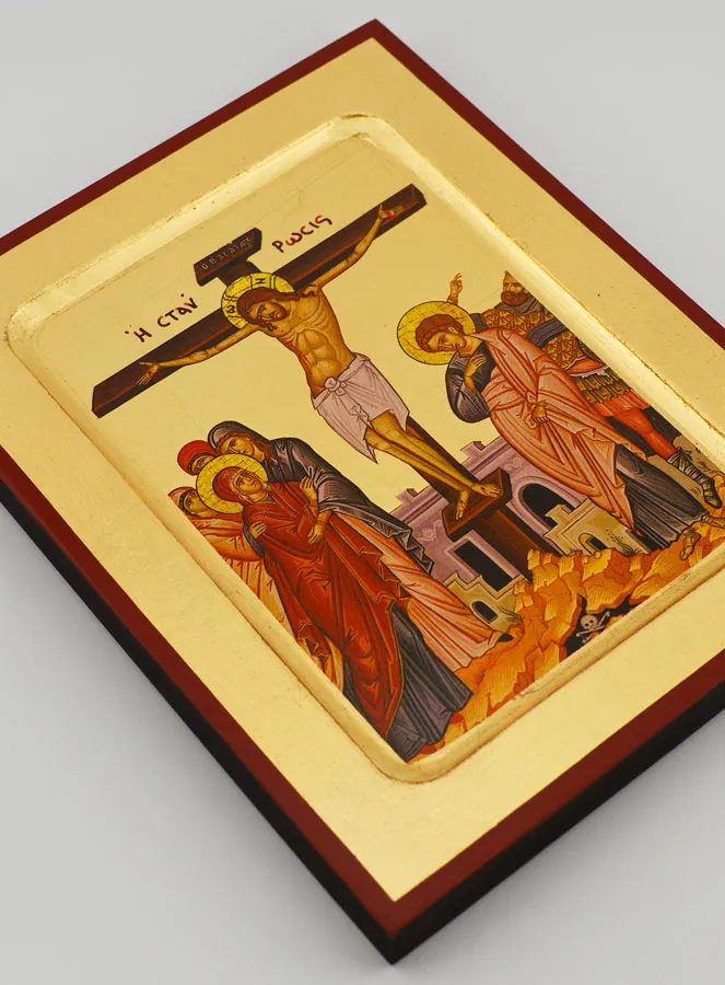 Byzantijnse Icoon De Kruisiging- 17 cm (pic 3)