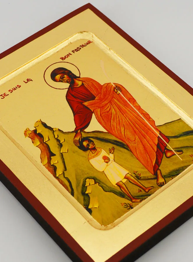 Byzantijnse Icoon Jezus De Goede Herder met Kind  - 17 cm (pic 3)