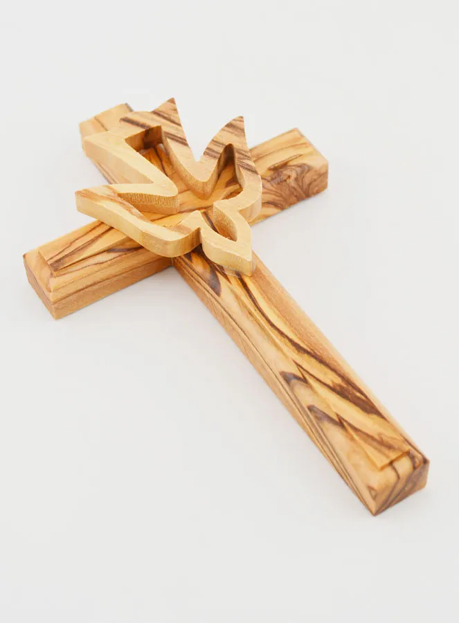 Kruis Kruisbeeld Heilige Geest Olijfhout - 12 cm (pic 3)