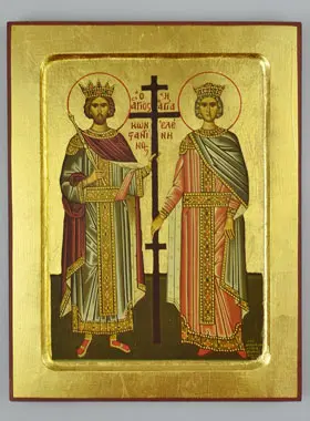 Byzantijnse Icoon Heilige Constantijn en Sint Helena - 22 cm (pic 1)