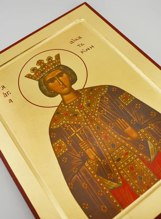 Byzantijnse Icoon Heilige Catharina van Alexandrië - 30 cm (pic 3)