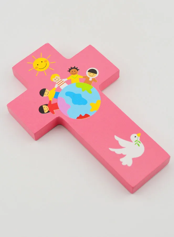 Kruis Hout Kinderen van de Wereld Roze (pic 3)