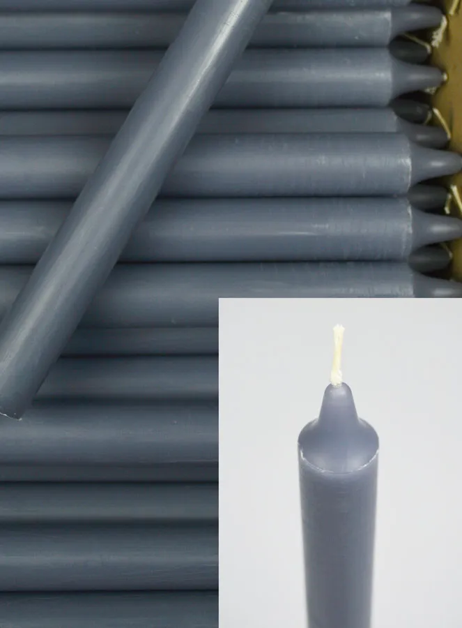 24 Doorgekleurde Kaarsen Kleur Grijs (pic 4)