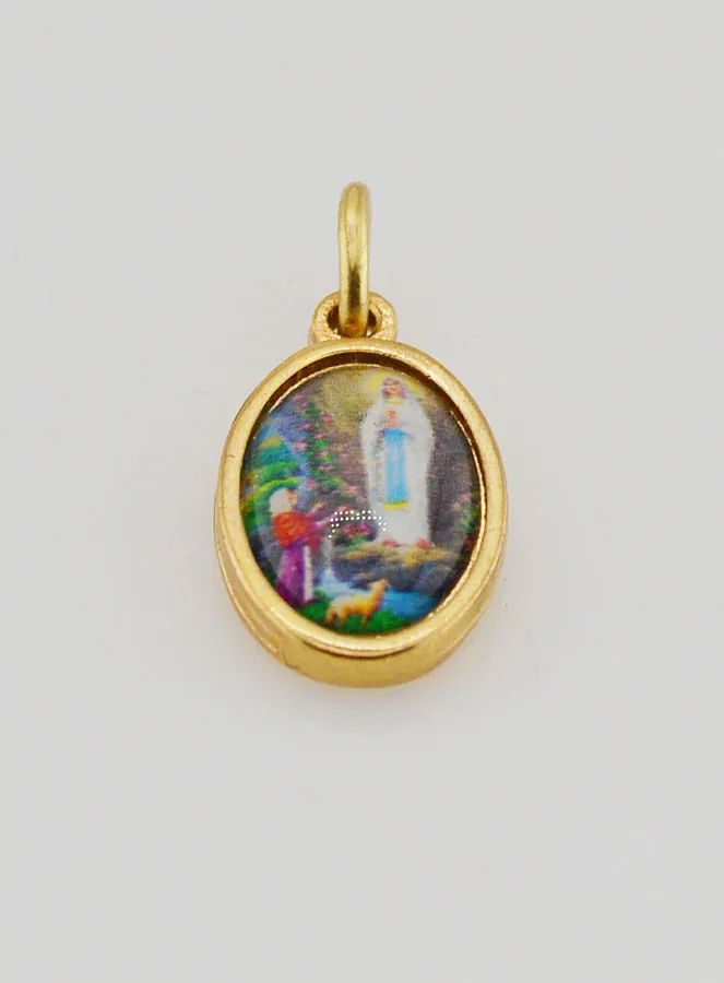 Medaille Onze-Lieve-Vrouw van Lourdes Goudkleur - 14 mm (pic 2)
