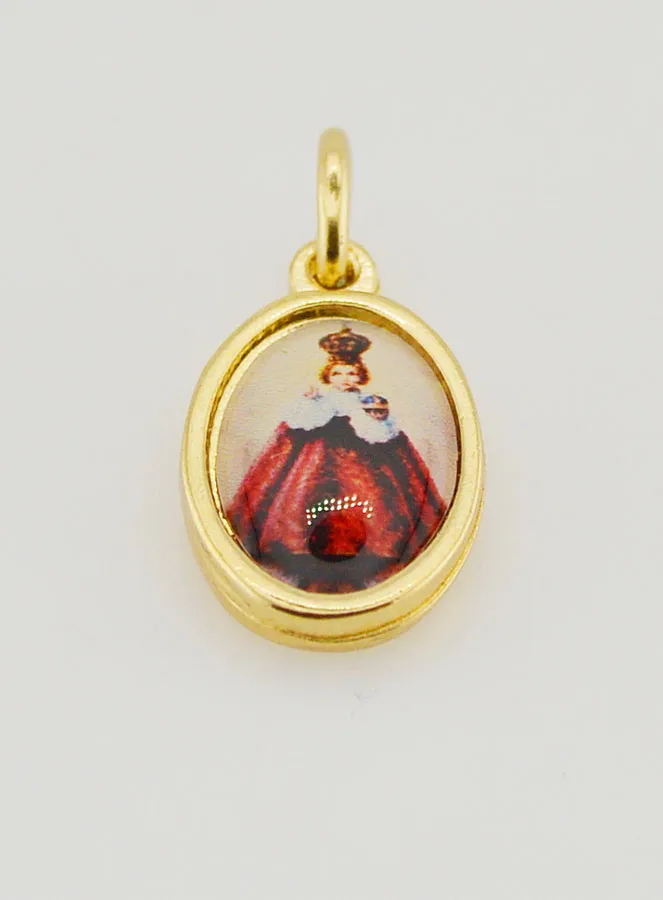 Medaille Kindje Jezus van Praag Goudkleurig - 15mm (pic 2)