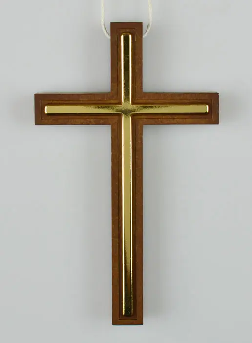 Communie Kruis Hout met Goudkleurig Kruis - 10 cm (pic 2)