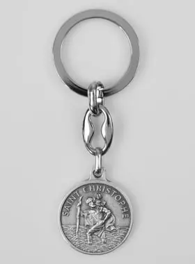 Sleutelhanger Heilige Christoffel Zilverkleurig met Gebed (pic 1)