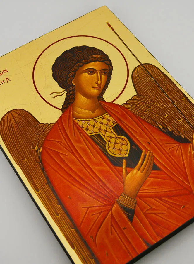 Byzantijnse Icoon Heilige Michael Aartsengel Rood - 25 cm (pic 3)