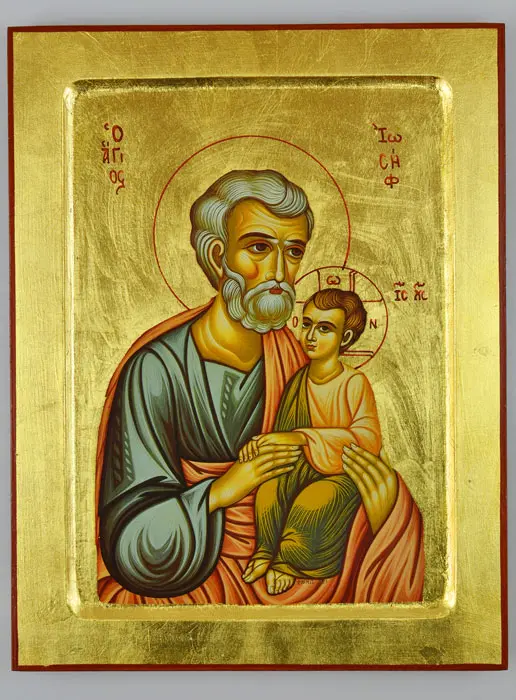 Byzantijnse Icoon St. Jozef met Jezus Kind - 30 cm (pic 2)