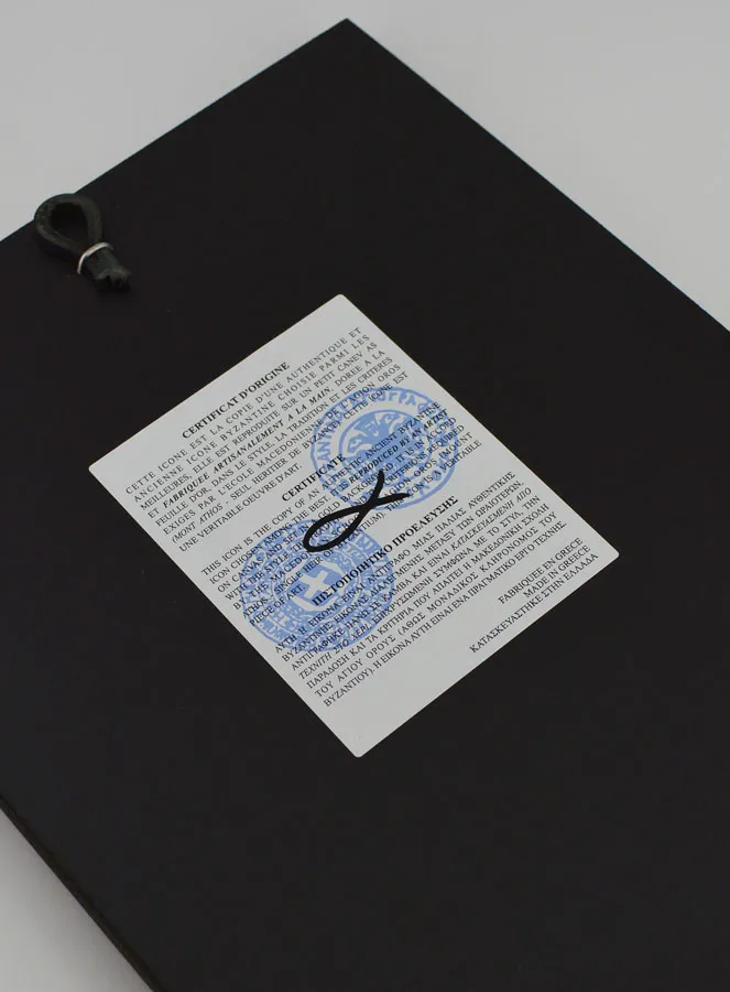 Byzantijnse Icoon Moeder Gods van de Tederheid met Blauw Bovenkleed 22 cm (pic 4)