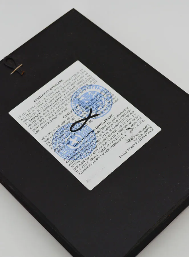 Religieuze Byzantijnse Icoon Moeder Gods van de Tederheid met Blauw Bovenkleed 17 cm (pic 4)