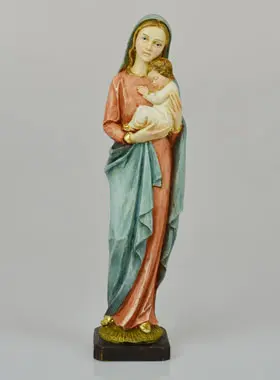 Beeld Maagd Maria met Kind Handgeschilderd - 25 cm (pic 1)