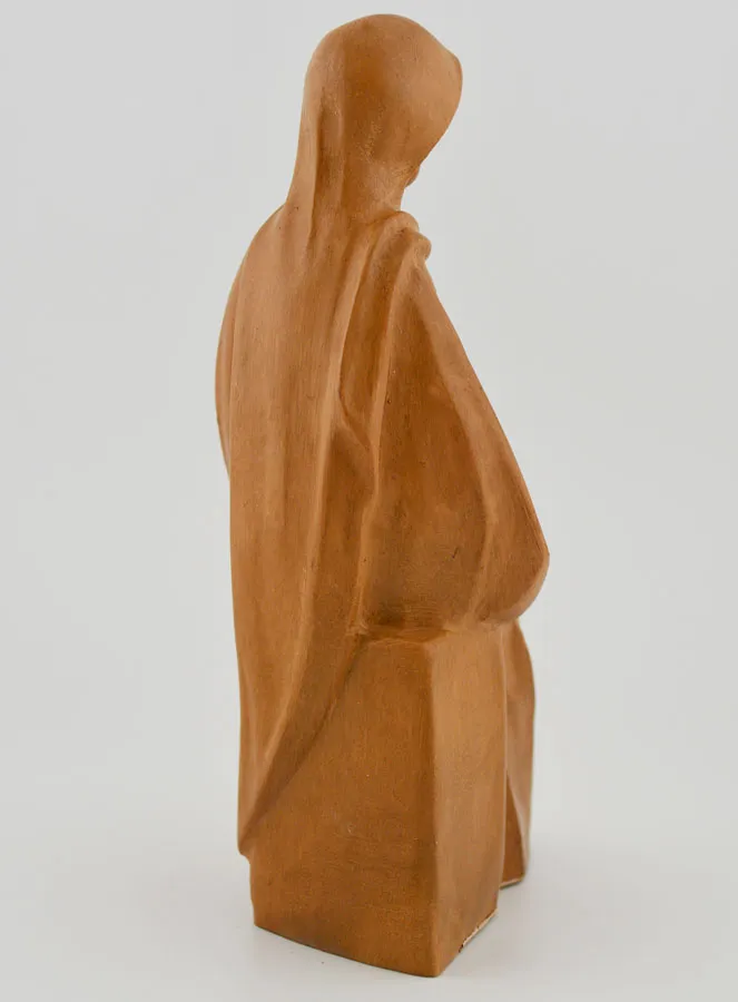 Beeld Heilige Maria Zittend met Kind Jezus - Hout Kleur - 16 cm (pic 4)