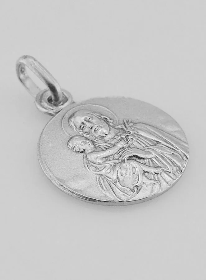 Zilveren Hanger Heilige Josef en Jezus Kind - 19 mm (pic 3)