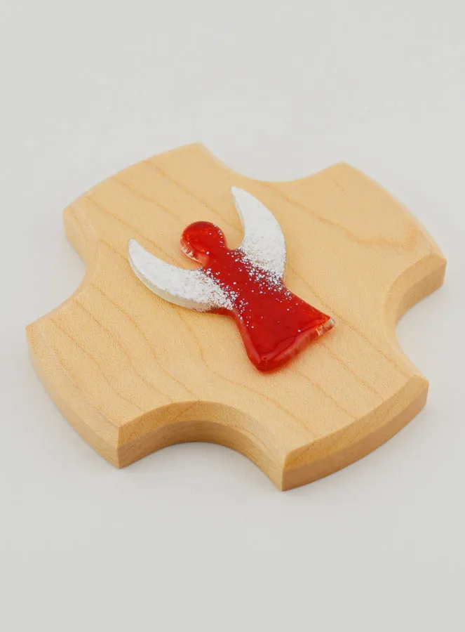 Kruis Kind van Esdoorn Hout - Beschermengel Glas (pic 3)