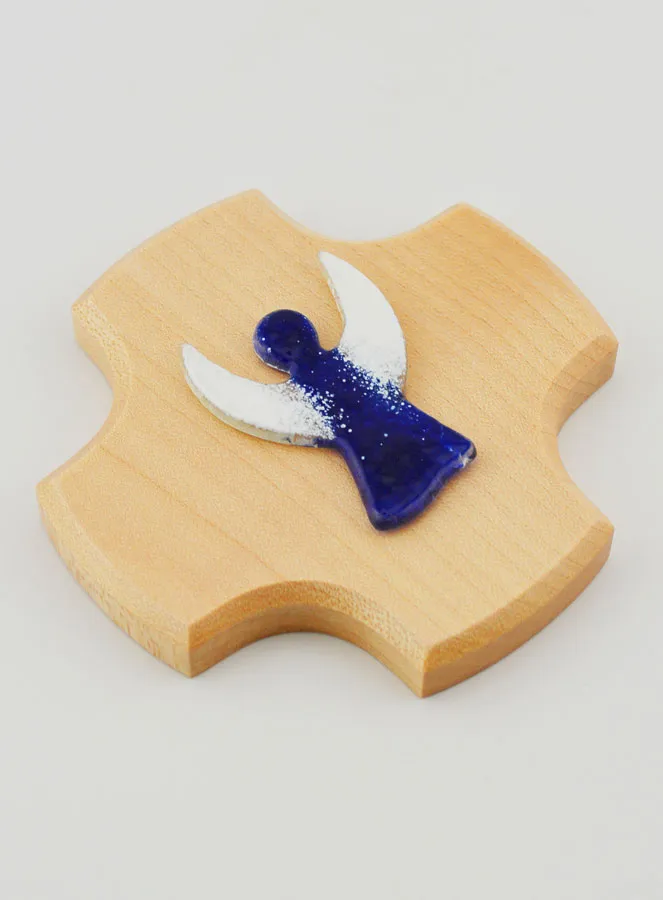 Kruis Kind van Esdoorn Hout - Glazen Bescherm Engeltje (pic 3)