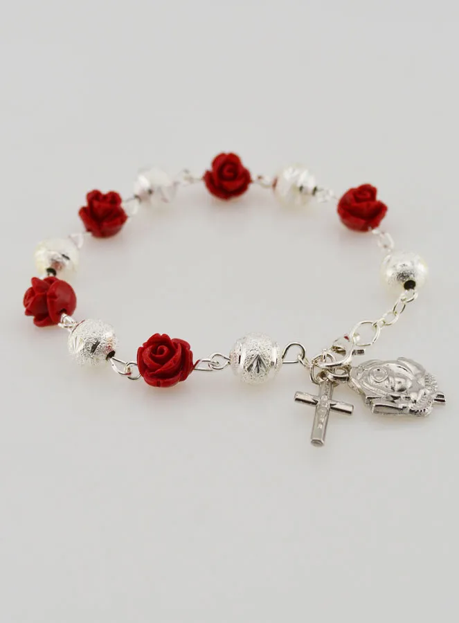Religieuze Armband Heilige Theresia Rozen Kralen (pic 3)