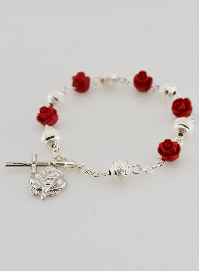 Religieuze Armband Heilige Theresia Rozen Kralen (pic 4)