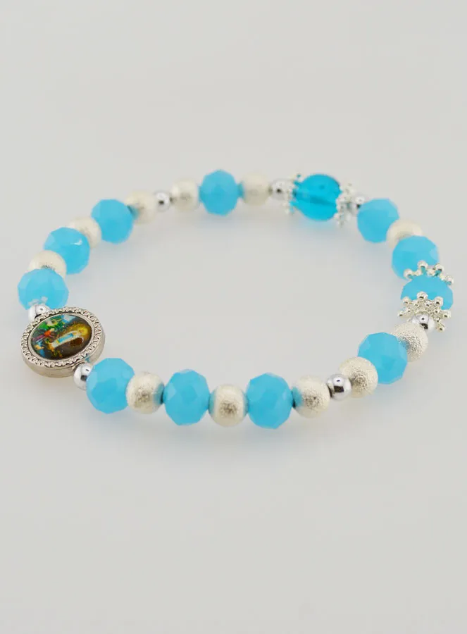 Armband Religieus Glaskralen Medaille Lourdes (pic 3)