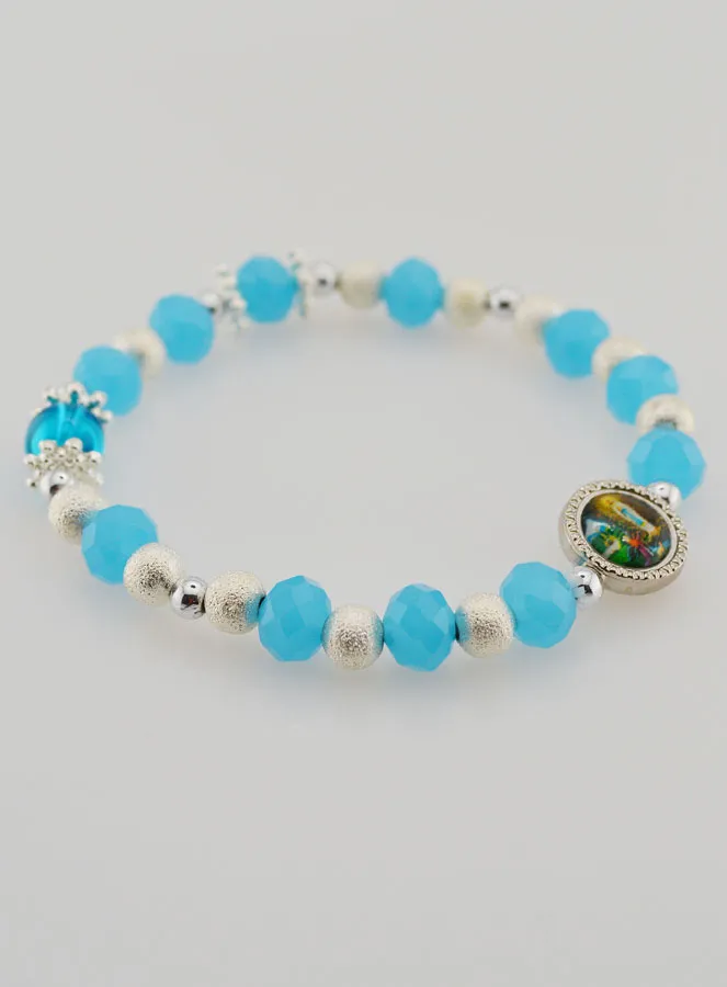 Armband Religieus Glaskralen Medaille Lourdes (pic 4)