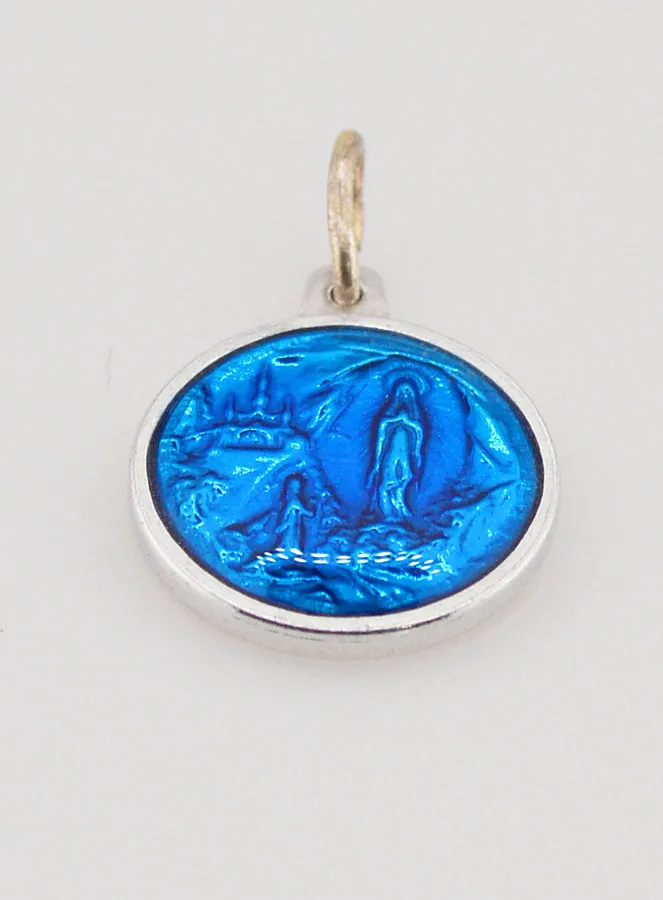 Medaille Maria van Lourdes - Blauw 15mm (pic 2)