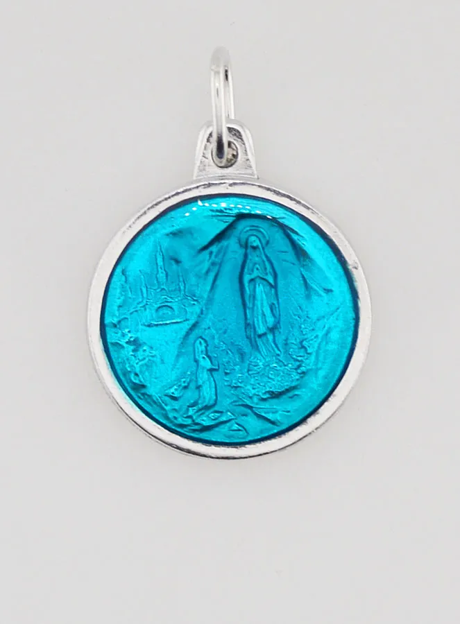 Medaille Maria van Lourdes - Blauw van Lourdes 15mm (pic 1)