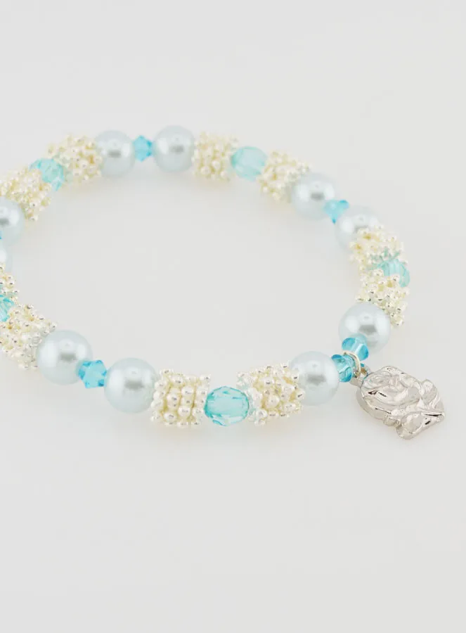 Religieuze Armband Lourdes Medaille - Blauwe Kralen (pic 3)