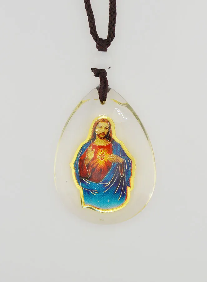 Hanger Druppel van Glas - Heilig Hart van Jezus - met Koord (pic 4)