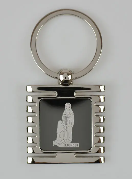 Sleutelhanger Onze Lieve Vrouw van Lourdes Zwart en Zilver - 3.5 cm (pic 2)