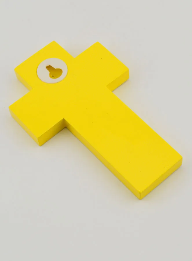 Houten Kruis Kinderen van de Wereld Geel - 12 cm (pic 4)