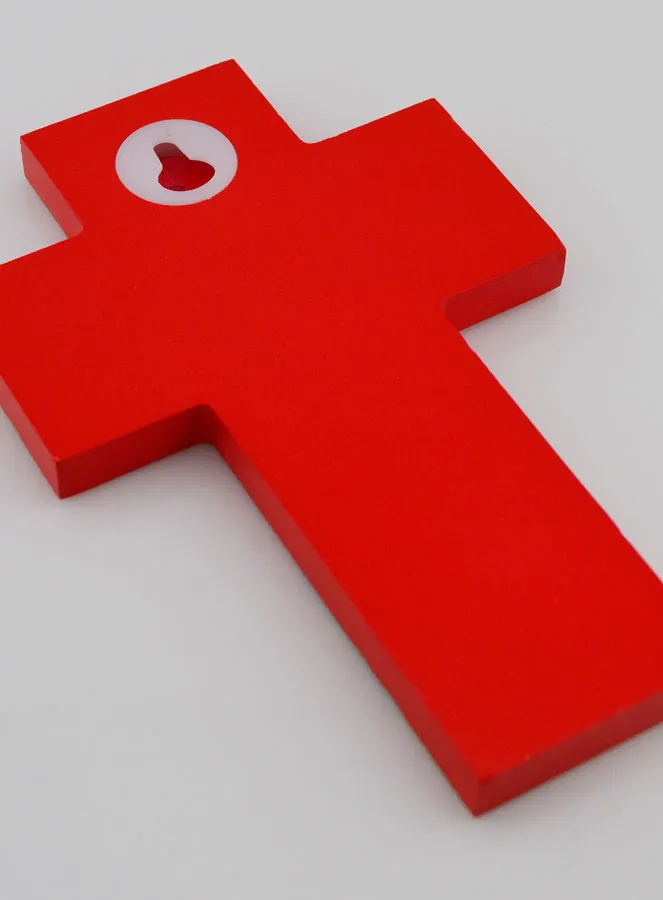 Houten Kruis voor Kinderen Kerk met Duif Roze (pic 4)