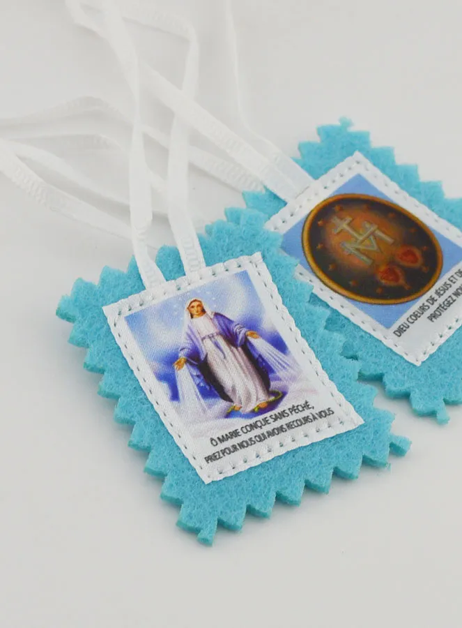 Scapulier Maria Wonderdadige van Stof Blauw - 5 cm (pic 3)