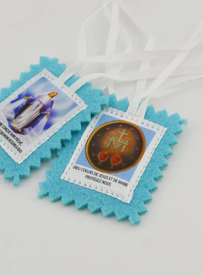 Scapulier Maria Wonderdadige van Stof Blauw - 5 cm (pic 4)