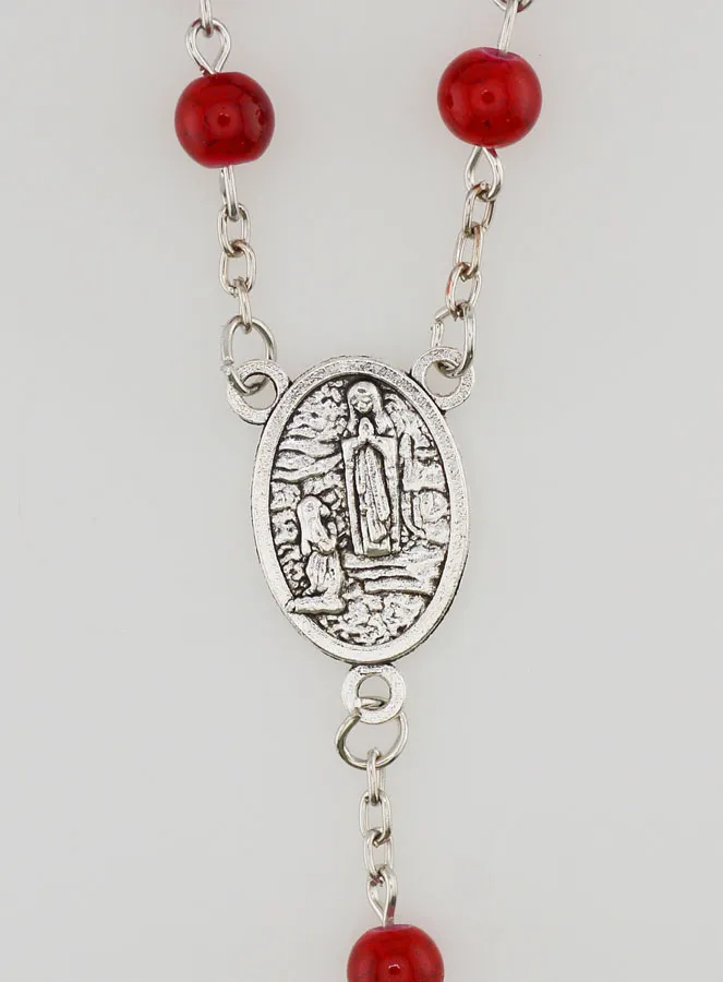 Modieuze Rozenkrans van Lourdes Granaat Rood Parelmoer (pic 4)