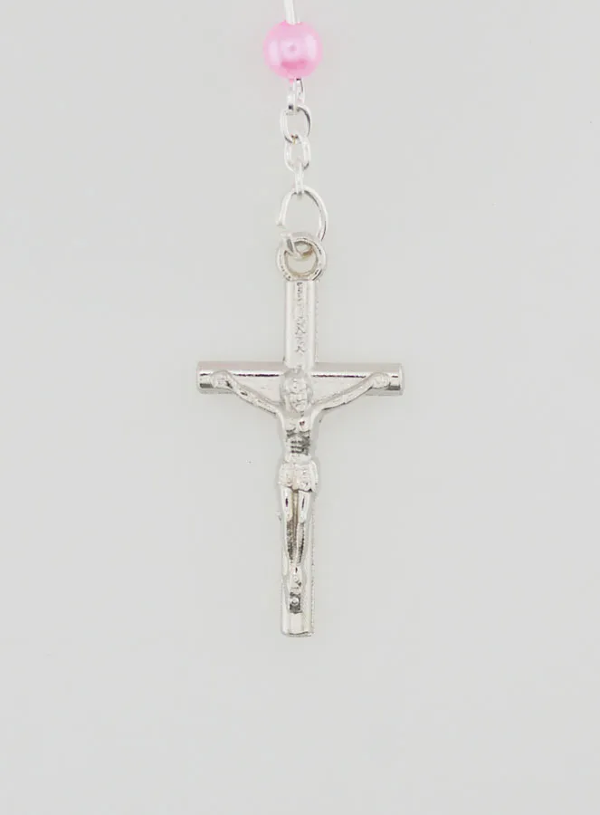 Rozenkrans Lourdes Parelmoer Roze met Slotje (pic 3)