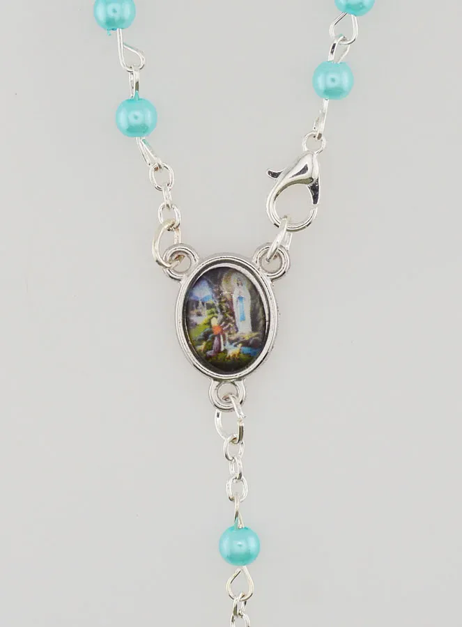 Rozenkrans Lourdes Parelmoer Blauw met Sluiting (pic 4)