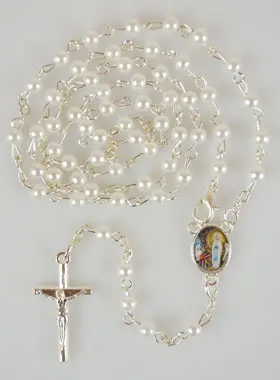 Rozenkrans Lourdes Parelmoer Wit met Sluiting (pic 1)