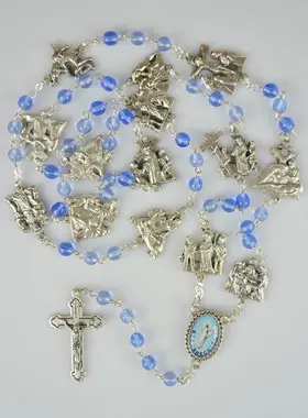 Rozenkrans Lourdes Kruisweg Kristallen Kralen Blauw (pic 1)