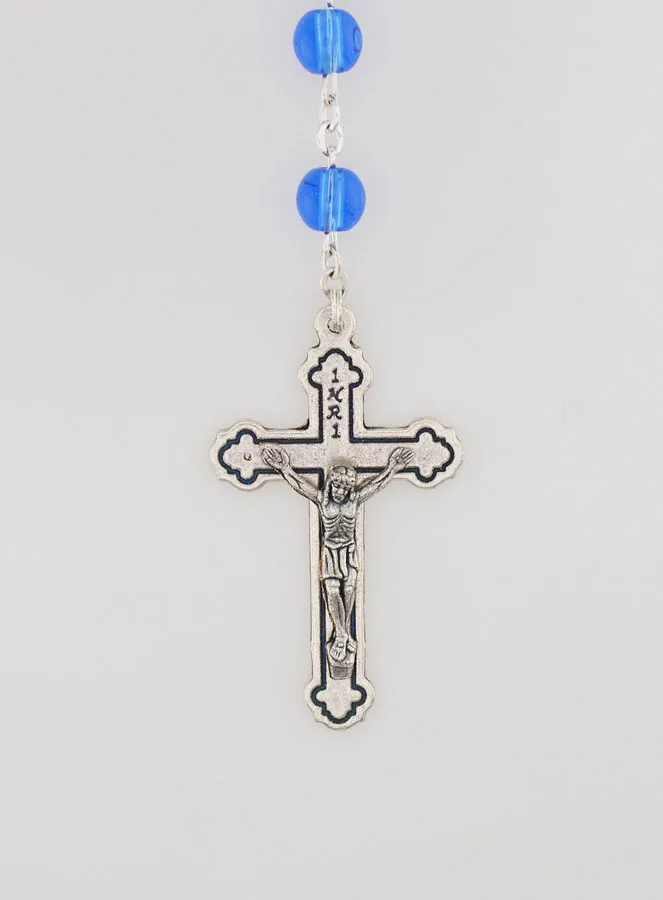 Rozenkrans Lourdes Kruisweg Kristallen Kralen Blauw (pic 3)