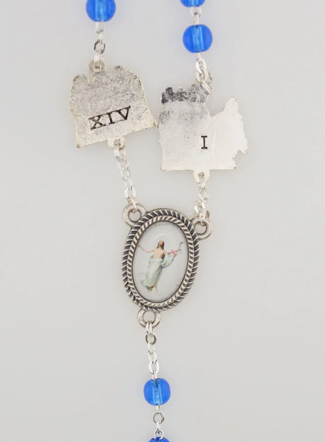 Rozenkrans Lourdes Kruisweg Kristallen Kralen Blauw (pic 4)
