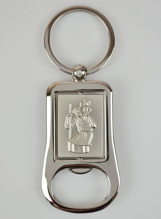 Sleutelhanger Flesopener Heilige Christoffel Zilver (pic 1)