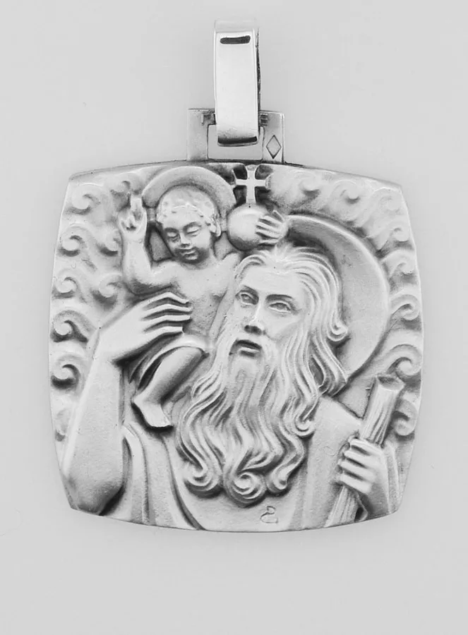 Doop Hanger St Christoffel Massief Zilver - 28 mm - 17 gr (pic 1)